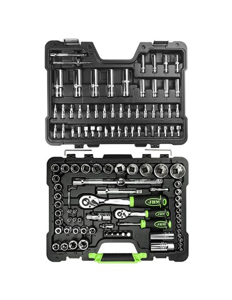 Caja de herramientas 113 piezas vasos cromados de 12 caras JBM 54047