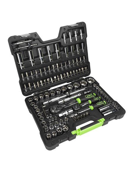 Caja de herramientas 113 piezas vasos cromados de 12 caras JBM 54047