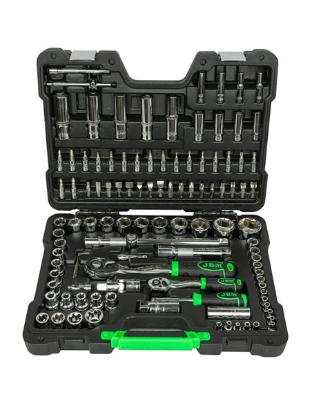 Caja de herramientas 108 piezas vasos hexagonales cromados JBM 54048