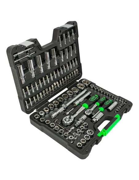 Caja de herramientas 108 piezas vasos hexagonales cromados JBM 54048