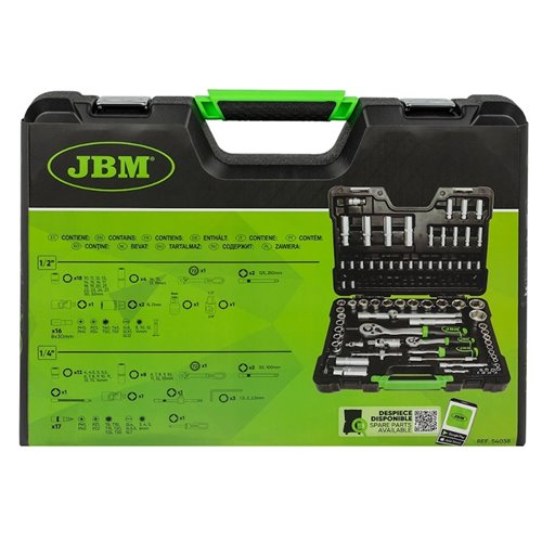 Caja de herramientas 94 piezas vasos hexagonales JBM 54038