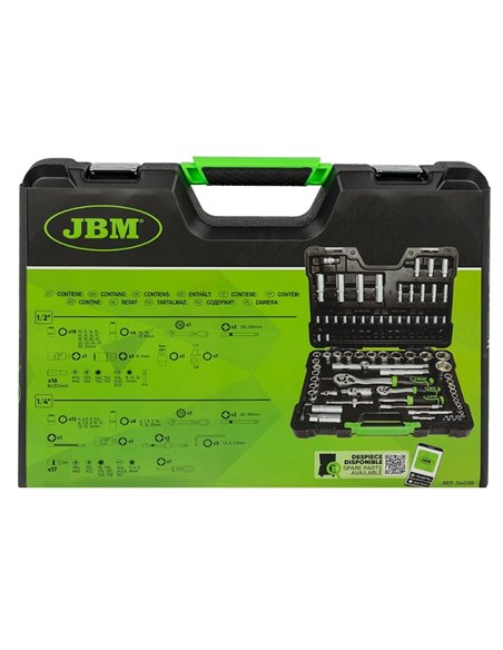 Caja de herramientas 94 piezas vasos hexagonales JBM 54038