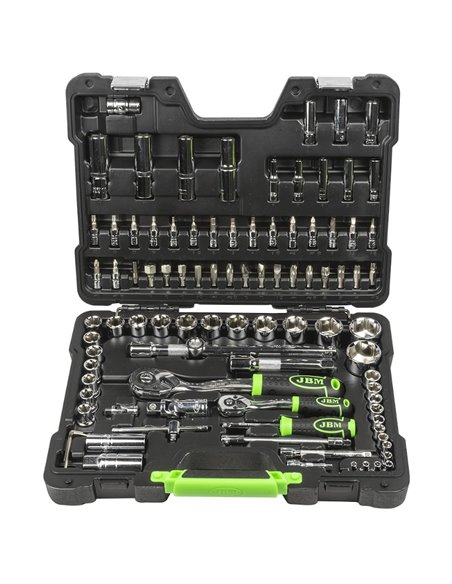 Caja de herramientas 94 piezas vasos hexagonales cromados JBM 54049