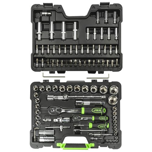 Caja de herramientas 94 piezas vasos hexagonales cromados JBM 54049