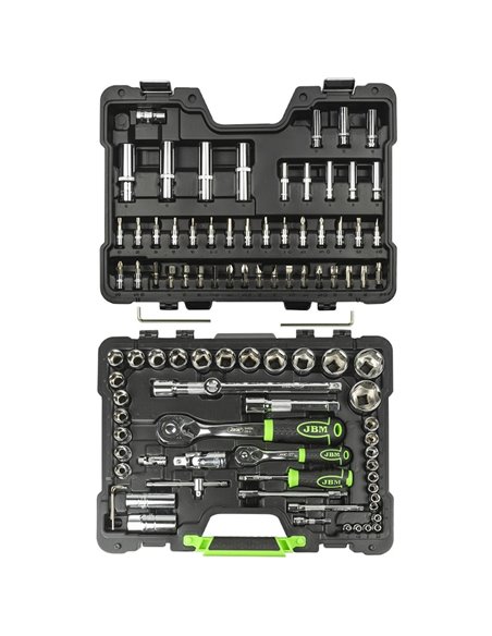 Caja de herramientas 94 piezas vasos hexagonales cromados JBM 54049