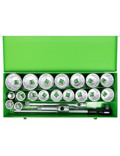 JBM 51855 Estuche metálico con 22 piezas de autoclé de 1" 12 caras 2