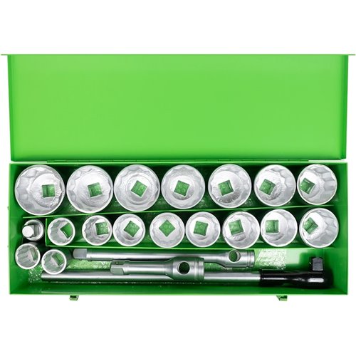 JBM 51855 Estuche metálico con 22 piezas de autoclé de 1" 12 caras