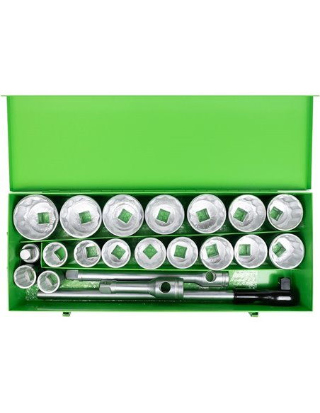 JBM 51855 Estuche metálico con 22 piezas de autoclé de 1" 12 caras