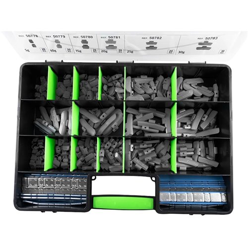 Estuche de 330 contrapesas surtido de grapa y adhesivas 
