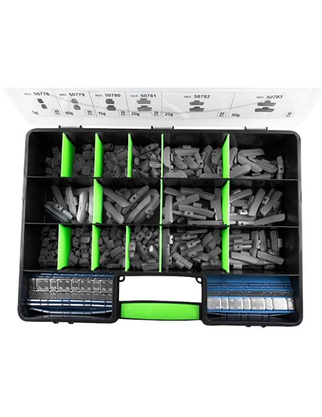Estuche de 330 contrapesas surtido de grapa y adhesivas 