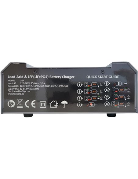 Cargador de baterías Topcore 30A 12/24V 9 pasos Cargador de baterías Topcore 30A 12/24V 9 pasos