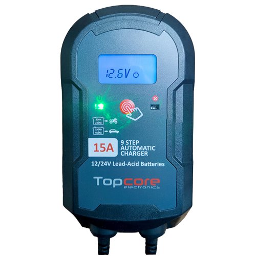 Cargador de baterías Topcore 15A 12/24V 9 pasos