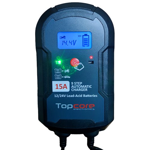Cargador de baterías Topcore 15A 12/24V 9 pasos