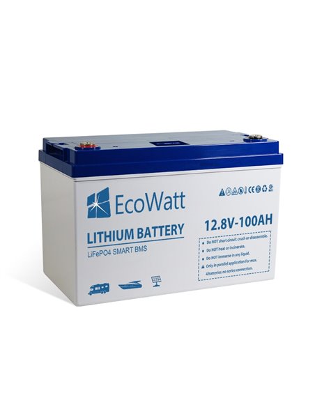 Batería de litio LiFePO4 EcoWatt 12.8V 100 Ah Smart BMS