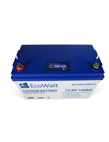 Batería de litio LiFePO4 EcoWatt 12.8V 100 Ah Smart BMS