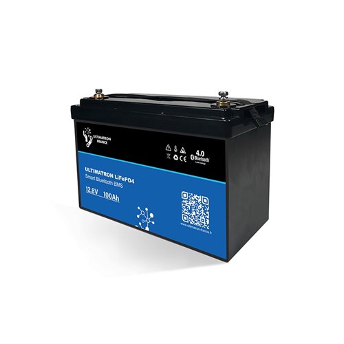Batería de litio LiFePO4 Ultimatron 12.8V 100 Ah bluetooth y Smart BMS