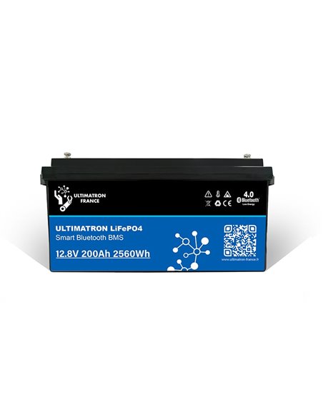 Batería de litio LiFePO4 Ultimatron 12.8V 200 Ah bluetooth y Smart BMS