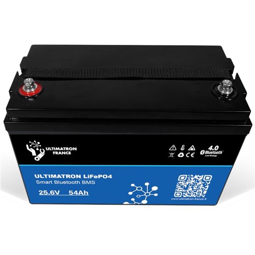 Batería de litio LiFePO4 Ultimatron 25.6V 54 Ah bluetooth y Smart BMS