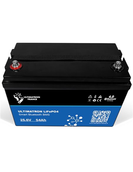 Batería de litio LiFePO4 Ultimatron 25.6V 54 Ah bluetooth y Smart BMS