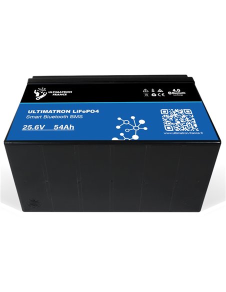 Batería de litio LiFePO4 Ultimatron 25.6V 54 Ah bluetooth y Smart BMS
