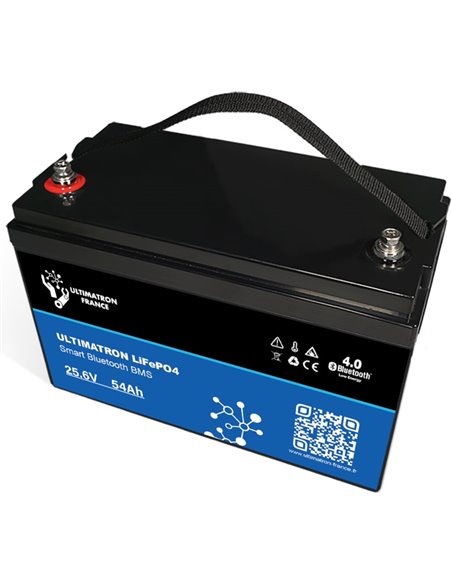 Batería de litio LiFePO4 Ultimatron 25.6V 54 Ah bluetooth y Smart BMS