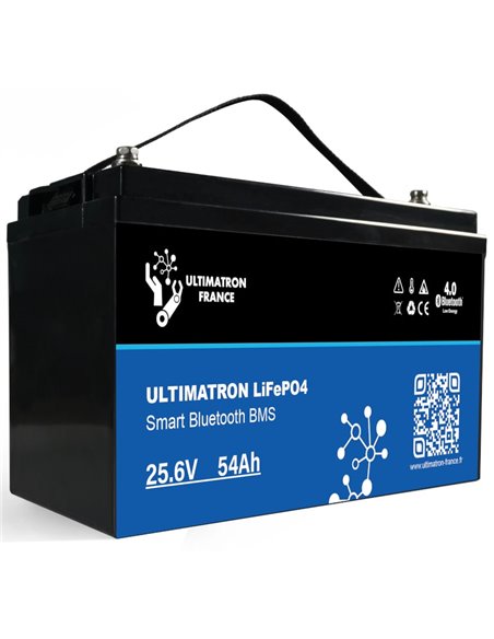 Batería de litio LiFePO4 Ultimatron 25.6V 54 Ah bluetooth y Smart BMS