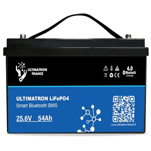 Batería de litio LiFePO4 Ultimatron 25.6V 54 Ah bluetooth y Smart BMS