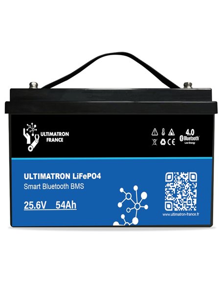 Batería de litio LiFePO4 Ultimatron 25.6V 54 Ah bluetooth y Smart BMS