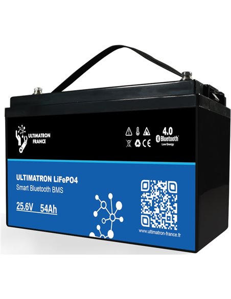 Batería de litio LiFePO4 Ultimatron 25.6V 54 Ah bluetooth y Smart BMS