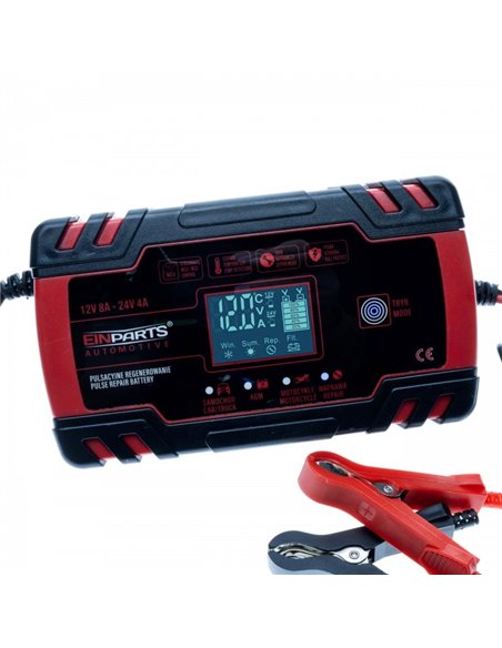 Cargador de baterías Einparts 12/24V hasta 8 amperios Cargador de baterías Einparts 12/24V hasta 8 amperios